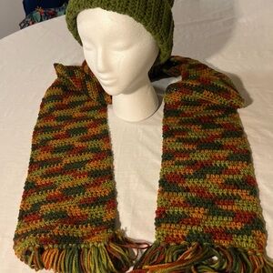 Vibrant Multicolor Knit Scarf and Hat Set